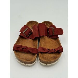 Biostep Women’s Sandals Red Rust Suede Leather Shoes Made In Spain Sz 7.5
